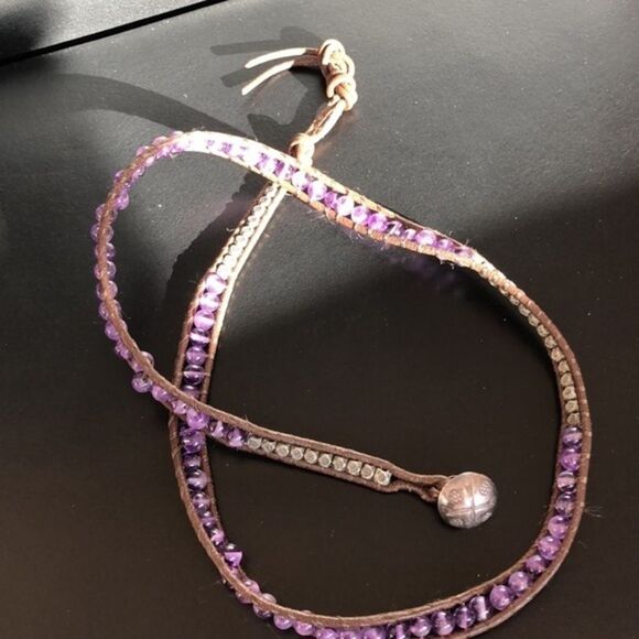 Amethyst And Leather Wrap Bracelet - Picture 7 of 9